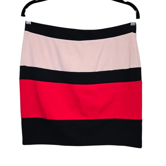 English Factory Color Block Women's Skirt - Black, Pink, Red - Picture 1 of 6